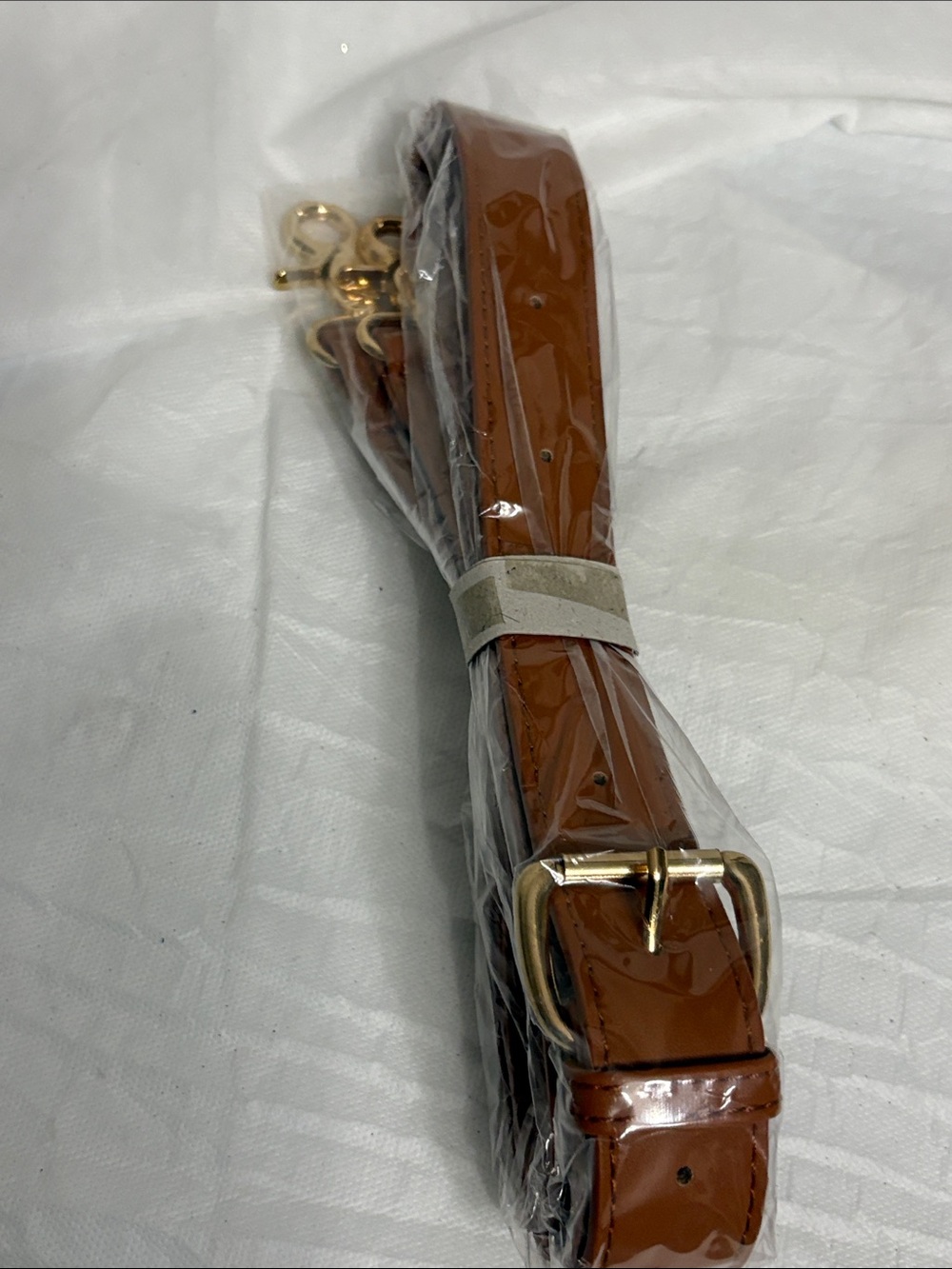 Bag Strap in Cognac Brown with Gold Buckle